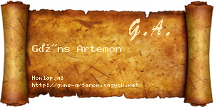 Güns Artemon névjegykártya